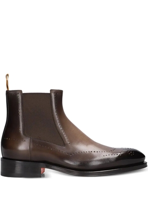 Santoni brogue-detailed Chelsea boots - Brown