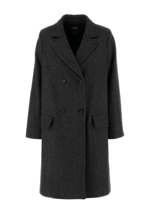 A.P.C. embroidered wool blend coat - Grey