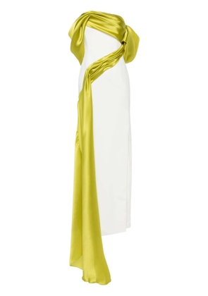Gaby Charbachy colour-block side-slit gown - White