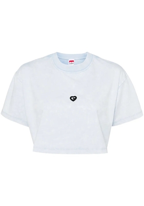 Ground Zero logo-appliqué cropped T-shirt - Blue