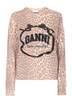 GANNI leopard-patterned top - Neutrals