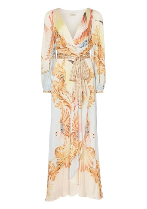 Temperley London graphic-print wrap dress - Neutrals