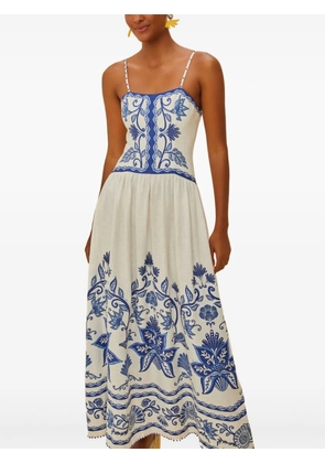 FARM Rio shell garden print midi dress - Neutrals