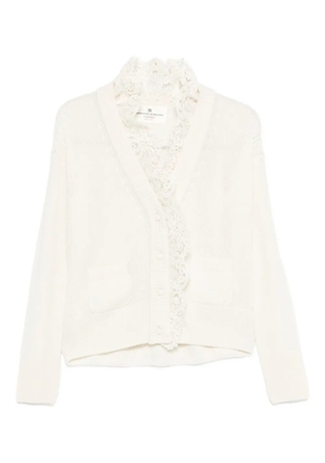 Ermanno Scervino lace-trimmed buttoned cardigan - White