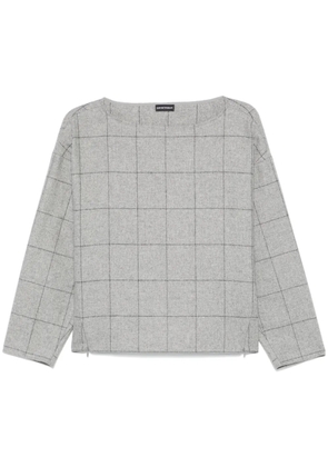 Emporio Armani checked boat-neck sweater - Grey