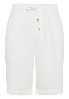 Brunello Cucinelli drawstring linen bermuda shorts - White