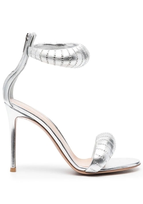 Gianvito Rossi crystal-embellished metallic sandals - Silver