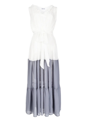Baruni belted tiered evening gown - White