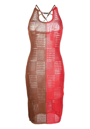 Andersson Bell two-tone open-knit dress - Red