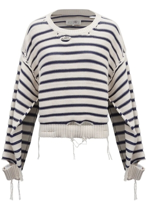 MM6 Maison Margiela crew-neck striped cotton jumper - White
