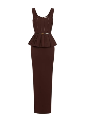 Elisabetta Franchi belt-detail knitted maxi dress - Brown