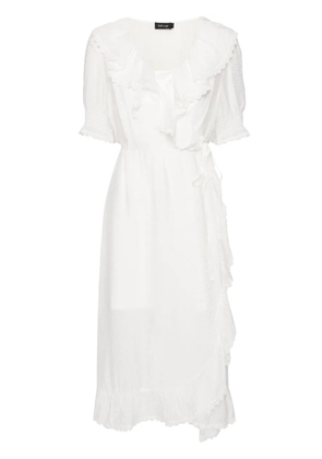 tout a coup ruffle lace-up dress - White