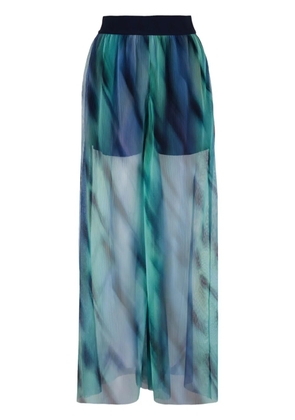 Armani Exchange abstract-print wide-leg trousers - Blue