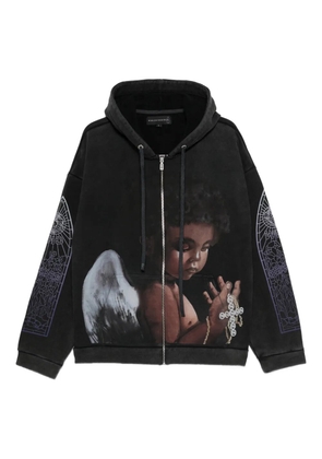 Who Decides War Sacred Being zip-up graphic hoodie - Grey