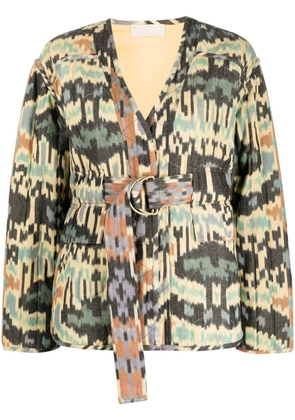 Ulla Johnson Lakshmi graphic-print belted jacket - Neutrals