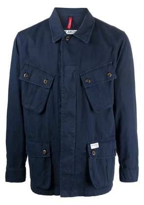 Fay cargo-pocket cotton-linen/flax jacket - Blue