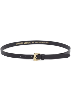 Closed leather belt - Black