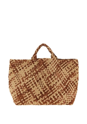 NAGHEDI large St. Barths handwoven two-tone tote bag - Neutrals