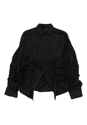 Isabel Benenato ruffled gathered shirt - Black