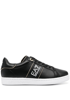 Ea7 Emporio Armani logo-print leather sneakers - Black