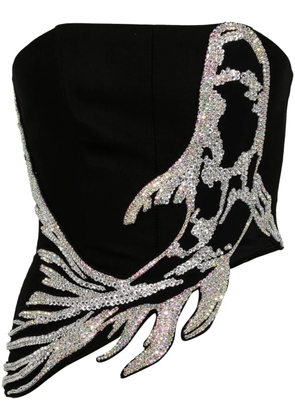 David Koma Koi Fish-appliqué crop top - Black