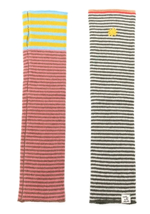 YANYAN KNITS logo-embroidered striped gloves - Multicolour