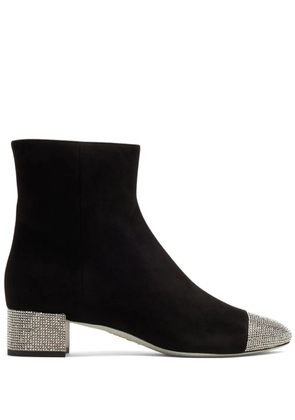 René Caovilla crystal-embellished suede boots - Black
