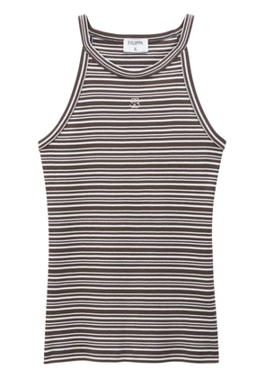 Filippa K monogram-embroidered striped organic cotton tank top - Brown