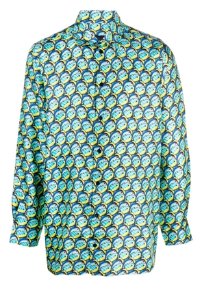 Botter graphic-print satin-finish shirt - Blue