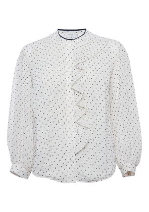 SANDRO swiss-dot pleated blouse - White