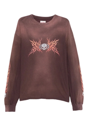 KAMIYA skull-frame T-shirt - Brown