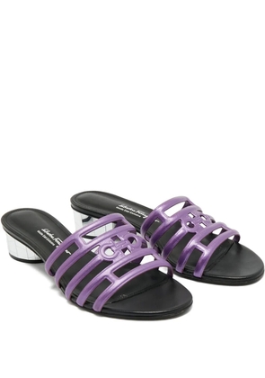 Ferragamo Pre-Owned cutout leather slide sandals - Purple