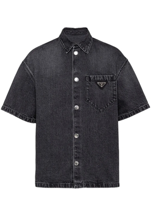 Prada triangle-logo denim shirt - Black