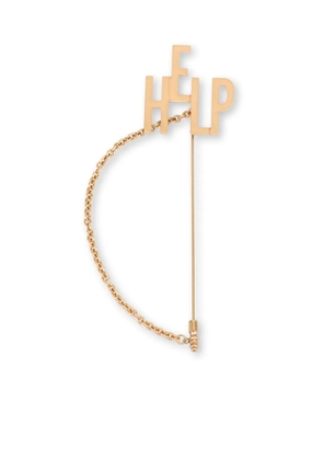 Moschino Help-lettering chain-detail brooch - Gold