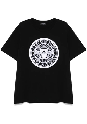Balmain flocked-logo T-shirt - Black