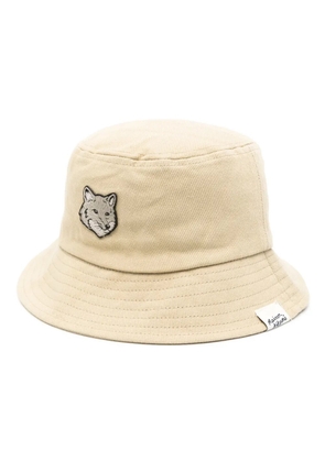 Maison Kitsuné Fox-motif cotton bucket hat - Neutrals