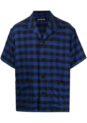 Mastermind World plaid-check embroidered shirt - Blue