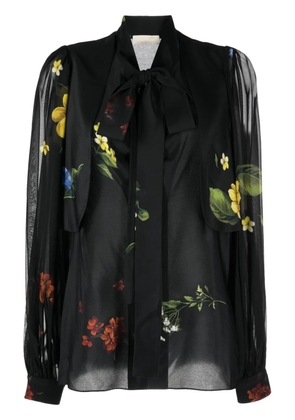 Elie Saab floral-print silk shirt - Black