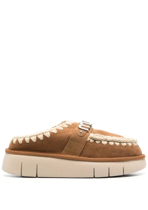 Mou logo-plaque chunky slippers - Brown