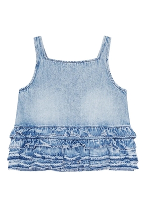 GANNI ruffled denim top - Blue