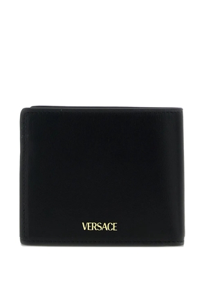 Versace V-logo metal leather wallet - Black