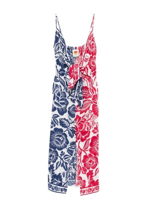 FARM Rio floral knot midi dress - White