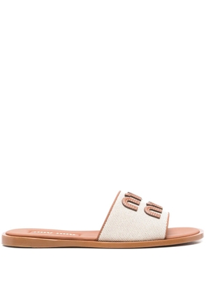 Miu Miu appliqué-logo slides - Brown