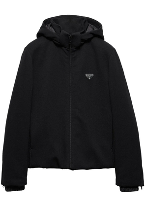 Prada logo-appliqué hooded jacket - Black