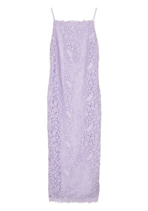 Carolina Herrera floral-lace square-neck dress - Purple