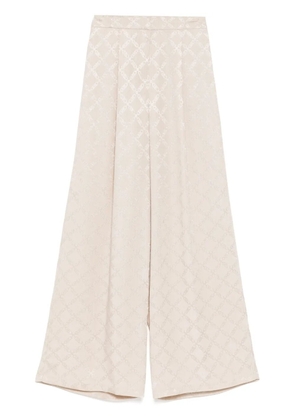 Michael Kors Empire Diamond-jacquard wide-leg trousers - Neutrals