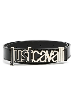 Just Cavalli logo-lettering leather belt - Black