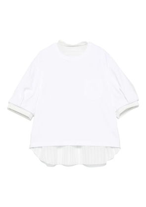 sacai striped panelled T-shirt - White