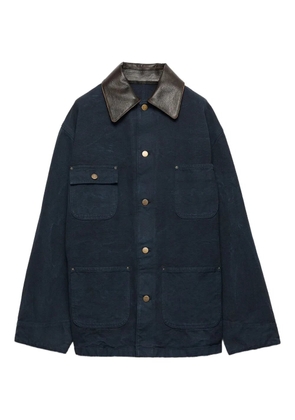 Prada leather-collar button jacket - Blue