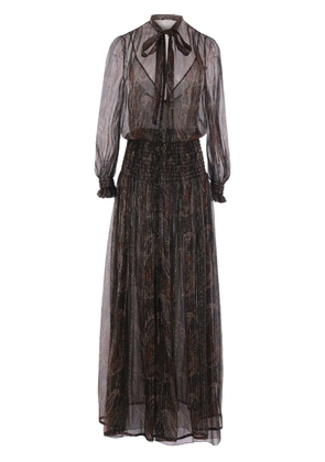 Saint Laurent abstract-pattern print dress - Brown